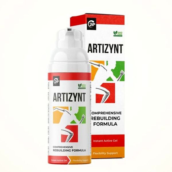Flacon pompe blanc ArtiZynt Gel à bandeau rouge devant son étui blanc et rouge